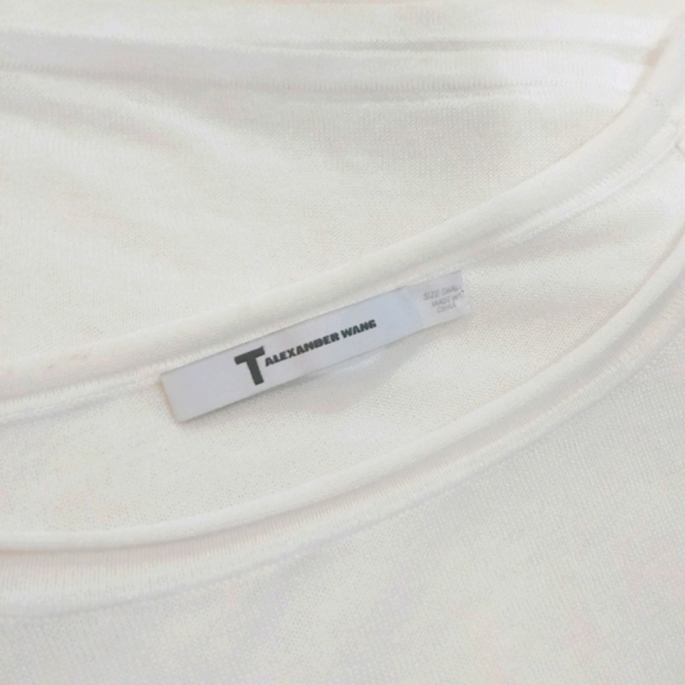 Alexander Wang T white crochet Mesh sleeves crew neck Knit Top size Small - Picture 5 of 8